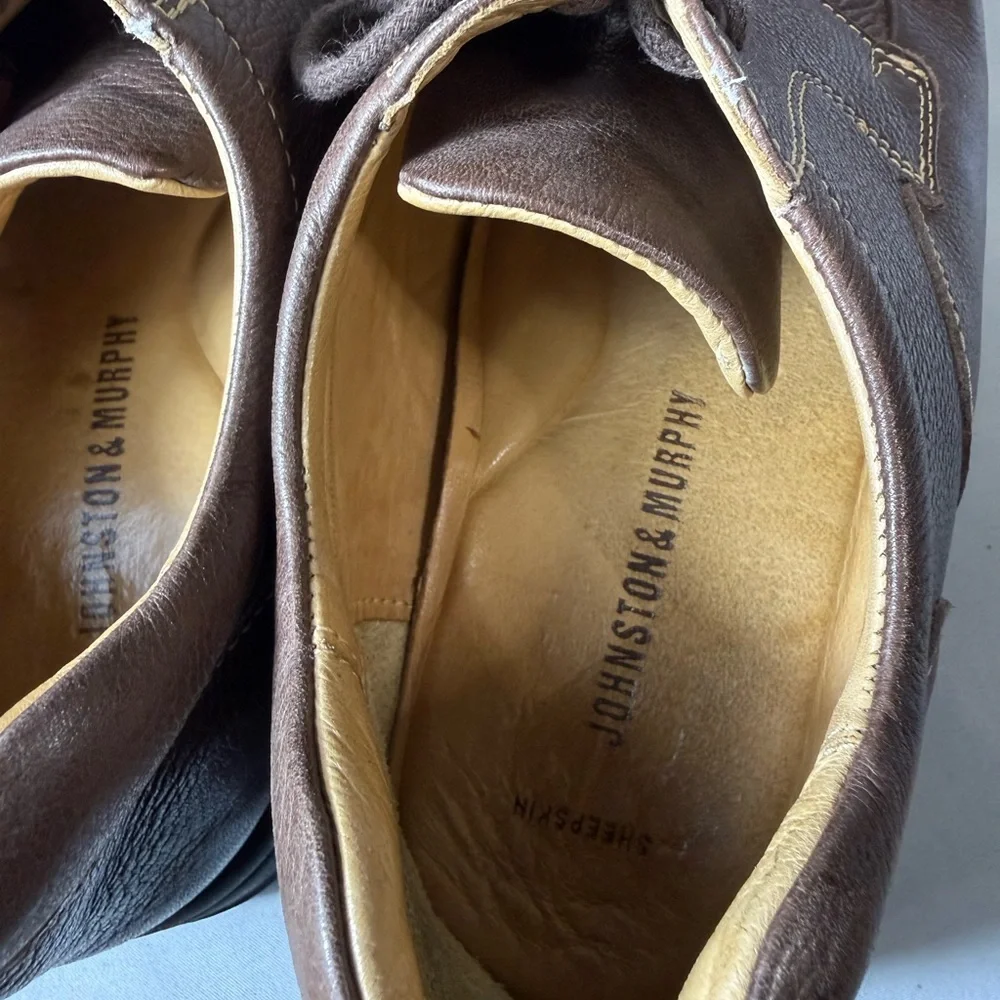 Johnston & Murphy 20-7223 Mens 9.5M Brown Leather Split Toe Oxford‎ Nice